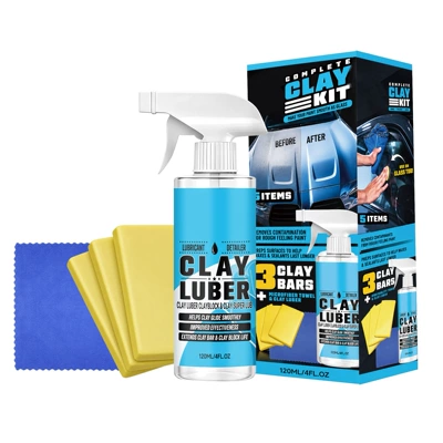 Car Clay Cleaning Kit: Gentle Stain Removal, Paint and Glass Cleaning, Refinishing, and Brightening for Daily Car Maintenance (Cleaning/curing agent) - bottle-120ml1-car-wash-mud3-towel1
