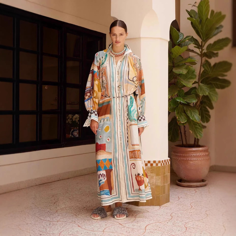 European and American Cross-Border 2026 New Fashion Personalized Printed Loose Linen Dress for Amazon and Aliexpress Independent Sites European and American Cross-Border 2026 New Fashion Personalized Printed Loose Linen Dress for Amazon and Aliexpress Independent Sites