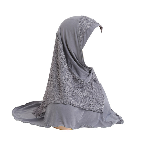 Malay Lady Big Girl Crystal Lace Embroidered Veil Hat Scarf H126