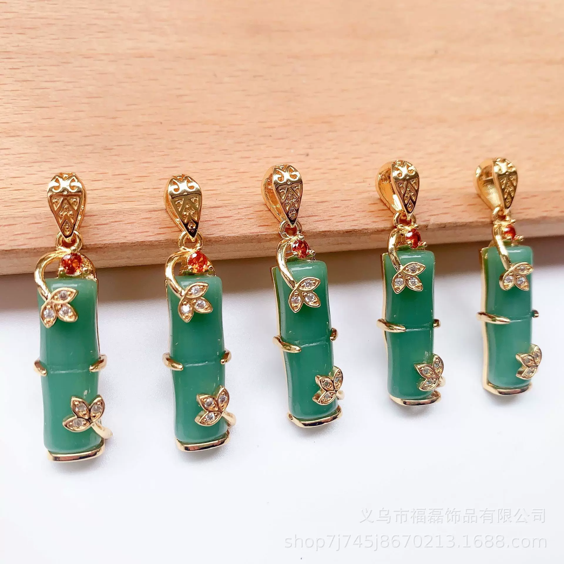 古风小众民族风竹节铜镀真金仿白玉平安竹节吊坠项链节节高升批发
