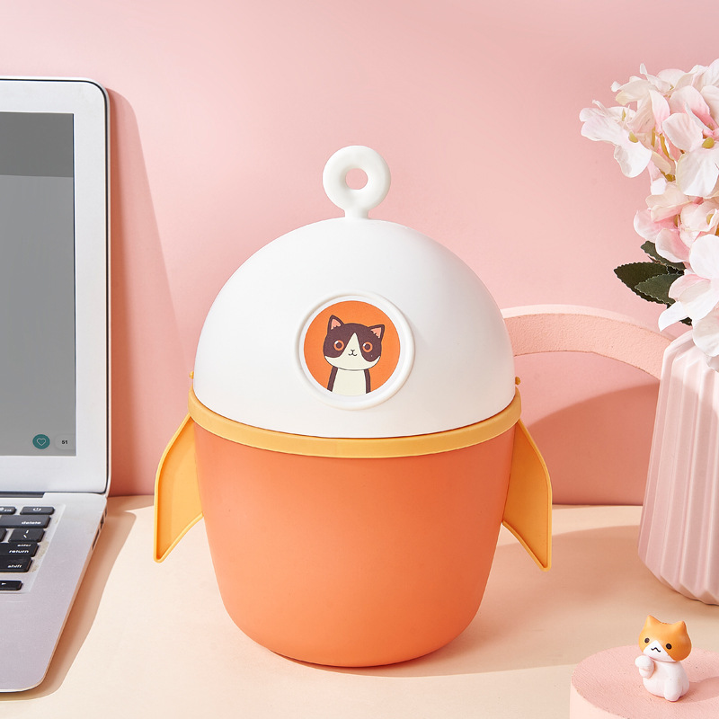 Desktop Trash Bin with Lid Mini Lifting Lid Cartoon Shape Small Rocket Trash Bin Japanese Household Grocery Bucket Waste Bin Desktop Trash Bin with Lid Mini Lifting Lid Cartoon Shape Small Rocket Trash Bin Japanese Household Grocery Bucket Waste Bin