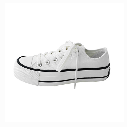  spring new women's shoes vulcanized low-cut thick-soled canvas shoes ins versatile trendy heightening small white sneakers wholesale