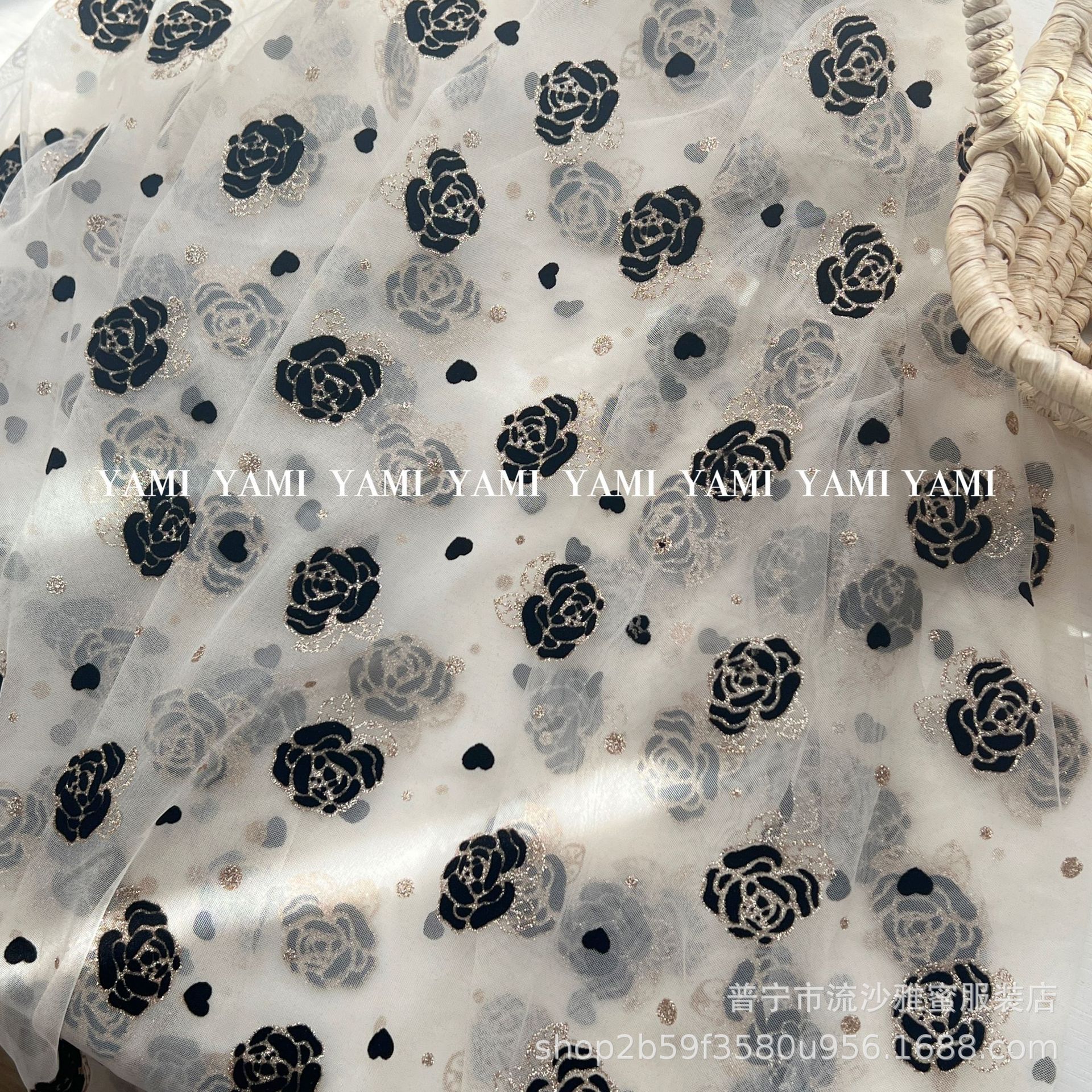 Fabricantes al por mayor malla gaza flocado polvo de plata rosa polvo de oro pulverizado telas de ropa de niños Lolita