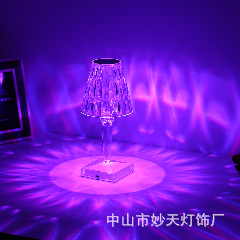 Cross-border desk lamp modern minimalist diamond crystal ambiance lamp creative gift floral home touch control night light