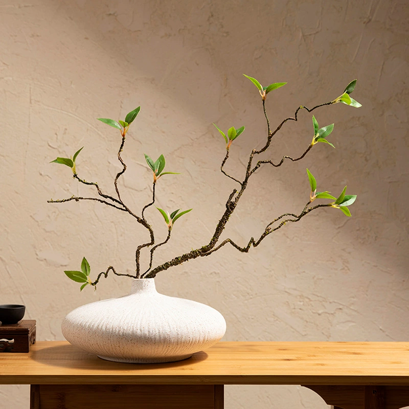 New Chinese -style Zen Ceramics Vase Simulation Green Plants Insert Labor Sample Soft Insty Soft Insty Settings Desktop Porch Tea Room Decoration