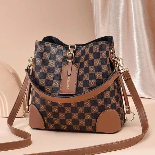 Hot selling new exquisite women's bag bagpu plaid bucket bag large capacity shoulder bag crossbody bag ladiesbags