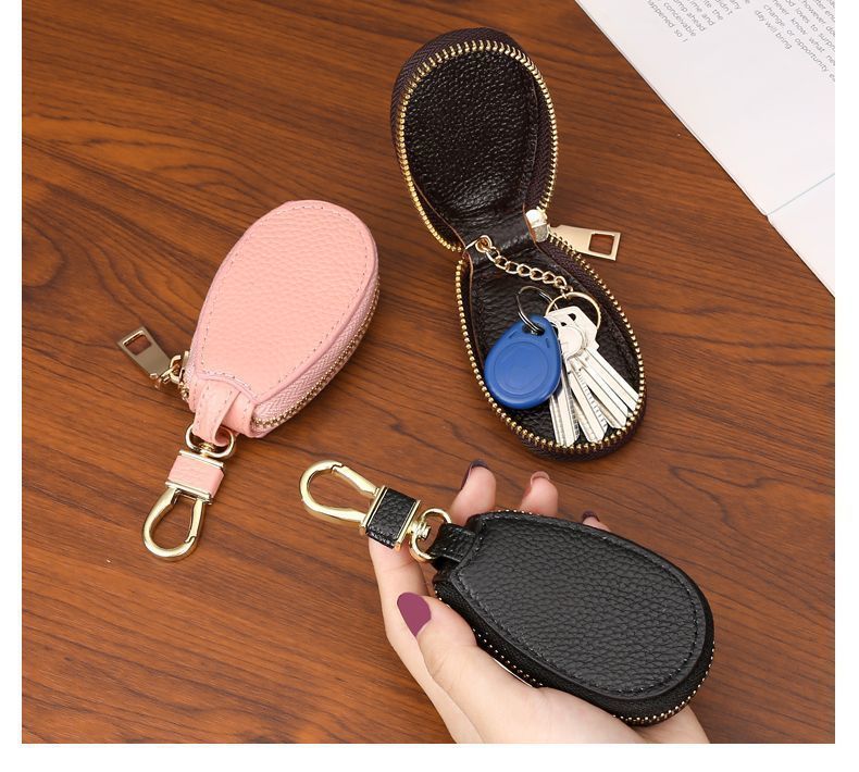 Litchi Pattern Car Key Bag, Unisex Car Key Storage Bag, Creative, Fashionable and Simple Keychain Pendant