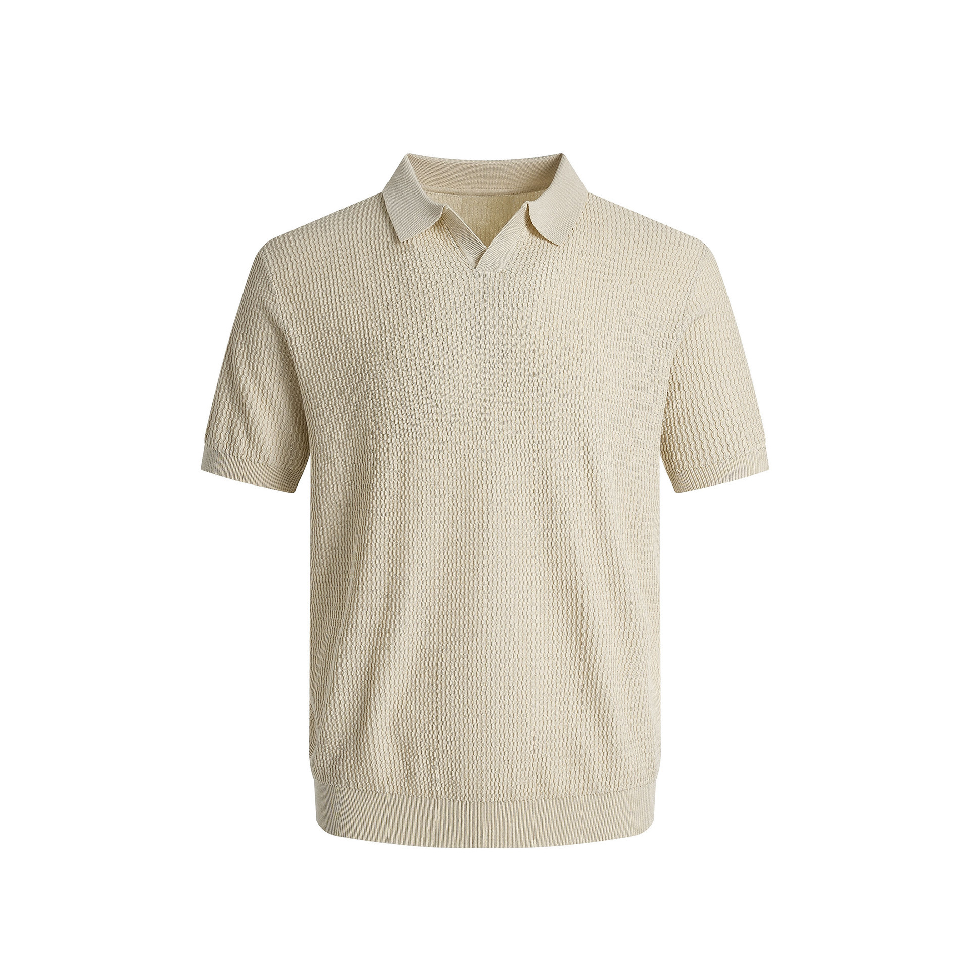 Verano nuevo suéter de punto de seda de hielo de manga corta camisa POLO para hombre con cuello en V camiseta de textura de negocios delgada comercio exterior transfronterizo transfronterizo