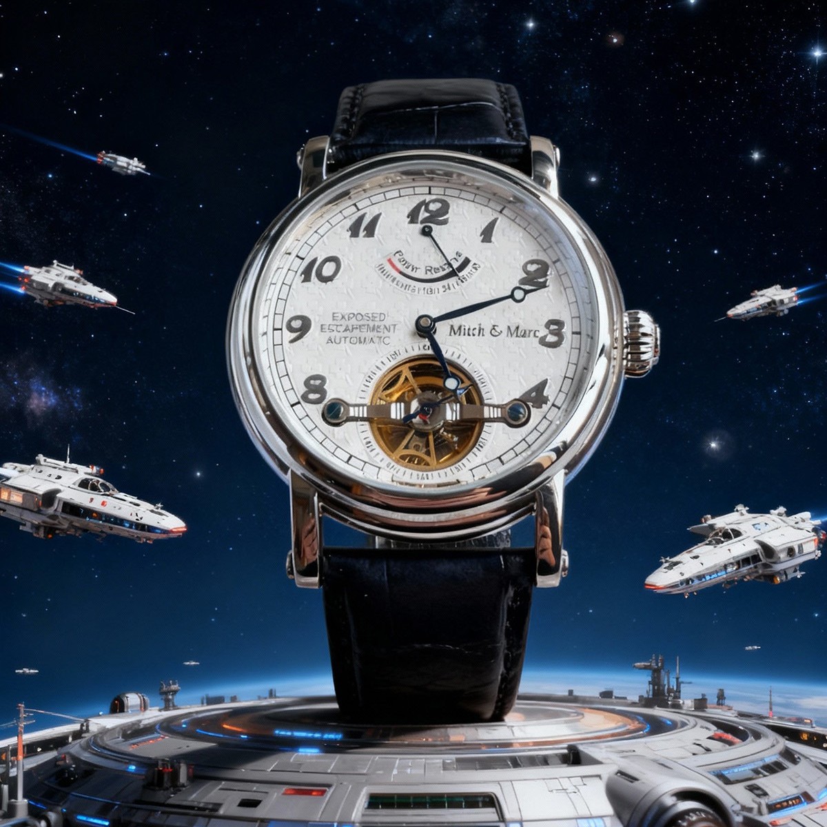 Kişi üçün mexaniki tourbillon saat, su keçirməyən, skeletli