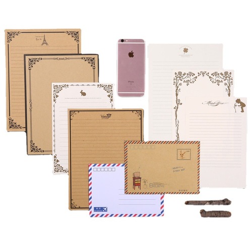 Fresh and Simple Factory Direct Sale Retro Exquisite Cute lined Crown Letter Paper with Chinese Style, 8 Pieces Set