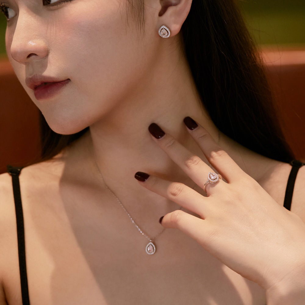 Zircon Inlay Material Casual Simple Style Streetwear Water Droplets Sterling Silver Plating Zircon Women's Jewelry Set