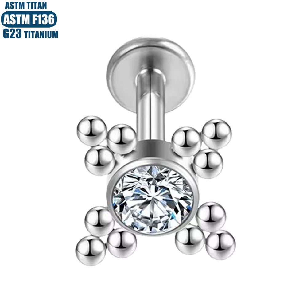 Pointed titanium steel lip stud product view