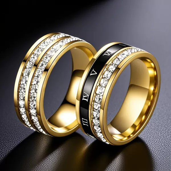 Cross-border Europe and the United States stainless steel ring stars Roman numerals rotation does not fade fashion titanium steel ring wholesale