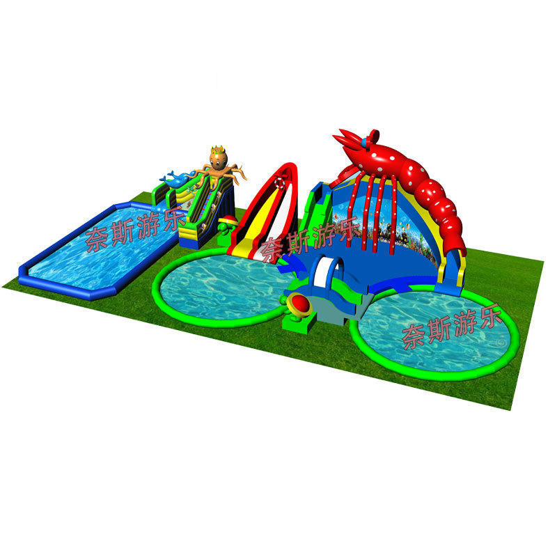 Gran piscina infláble para niños al aire libre soporte deslizante piscina parque de atracciones equipos de parque acuático móvil