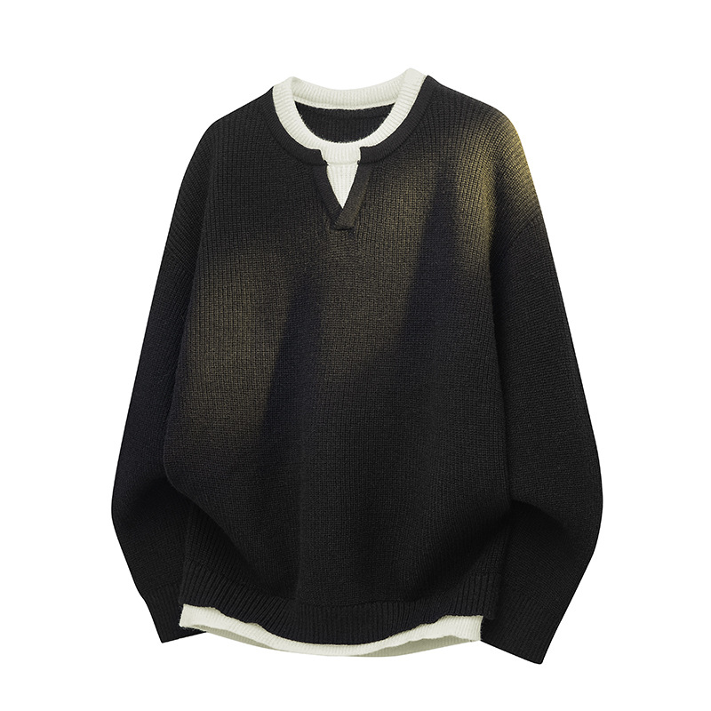 2026年秋季宽松圆领套头男式针织衫加厚可机洗青少年运动风毛线外，男装针织衫/毛衣，星座614