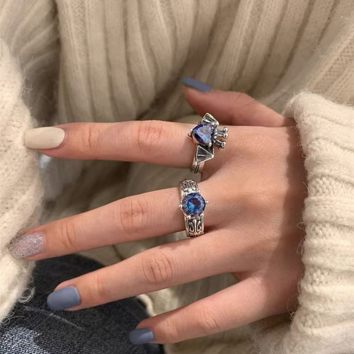 Japanese and Korean Personalized Cross Crusader Flower Open Ring for Women, Retro Fashion, Elegant Style, Trendy Ring, Instagram Cool Style, Index Finger Ring