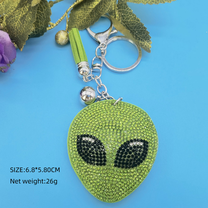 New Arrival Diamond-encrusted Korean Velvet Alien Hot Rings Hot Rings Keychain Cartoon Anime Women's Bag Hanging Ornaments Small Gift