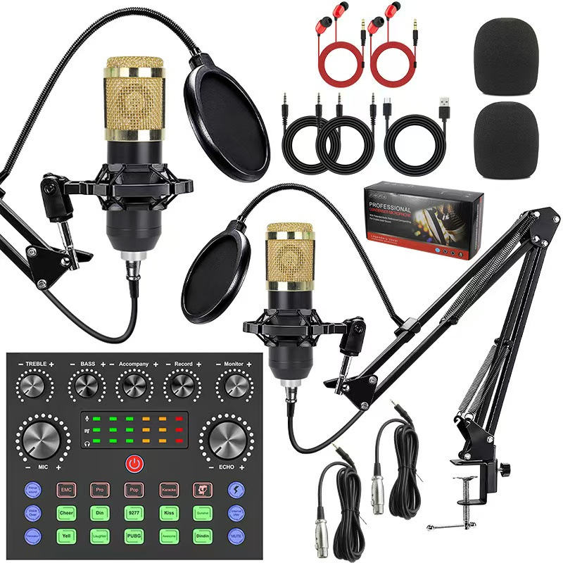 Transfronterizos V8S tarjeta de sonido en vivo en inglés bm800 conjunto de micrófono en voladizo tarjeta de sonido de teléfono móvil conjunto completo de micrófono en vivo