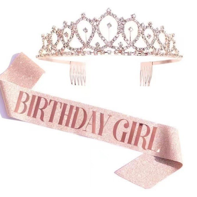 Correas de hombro de oro rosa brillante (Girl) corona