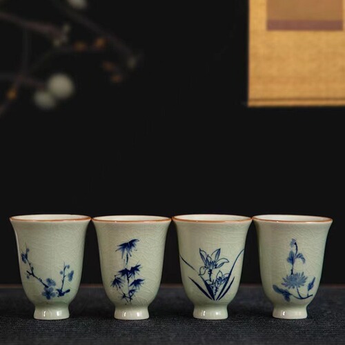 Factory-wholesale Ge Kiln Crackle Master Cups, Hand-Painted Kung Fu Cups, Tea-Tasting Cups, Ice-Crack Cups, Plum & Orchid Cups, and Bamboo-Chrysanthemum Beauty Cups