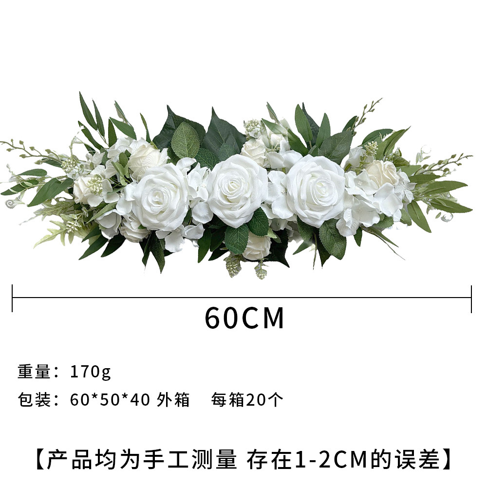 Nuevas flores de bienvenida flores artificiales flores de rosa filas de boda silla trasera de flores de mesa de comedor espejo frente decoración de puerta