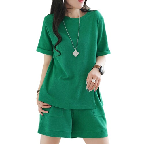 774# Loose and Retro Short-Sleeve T-Shirt Women's Summer Fashion Outfit Two-Piece Set