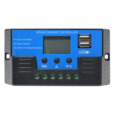 黑蓝12V11.1V12.8V10A20A30A太阳能控制器带USB光伏板发电控制器
