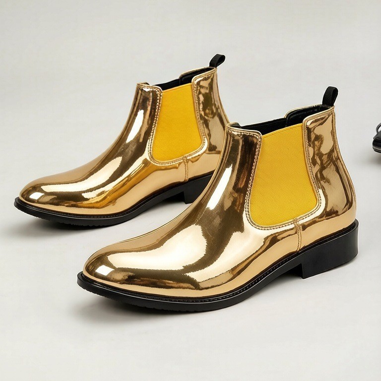 2026 New Fashion Open-Toe Beaded Cross-Border Plus Size Stylish Slip-On Loafers Chelsea Boots Shiny Martin Boots