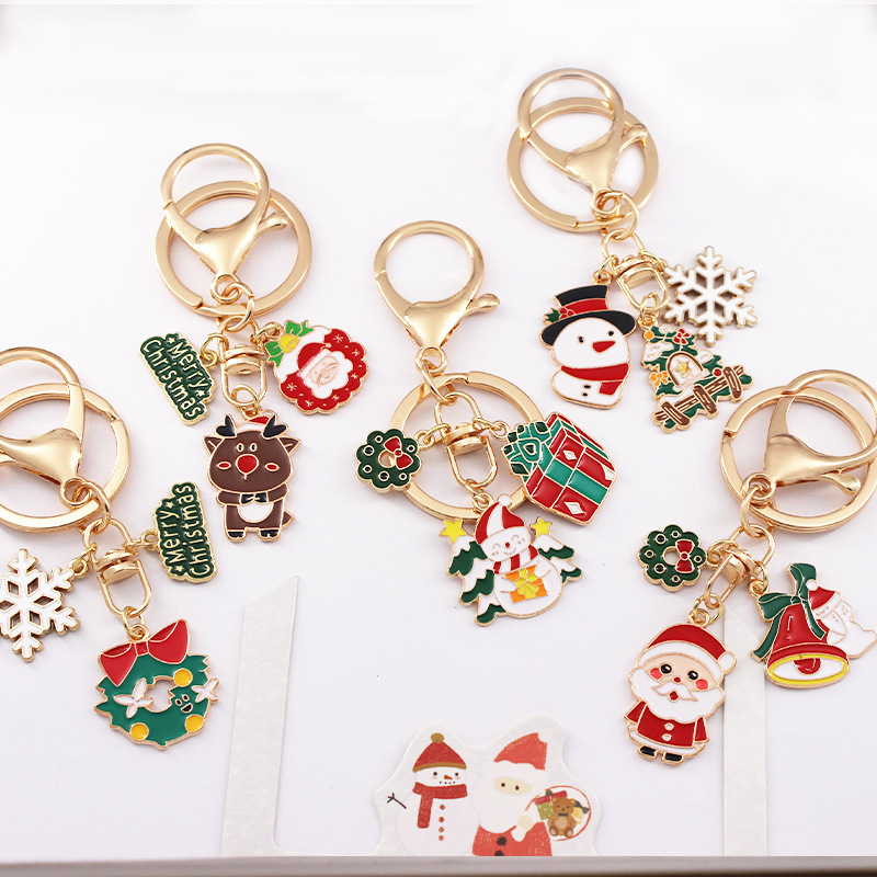 クリスマスキーホルダーサンタクロース雪クリスマスツリーキーホルダーかわいい漫画プレゼントペンダントクリエイティブプレゼント|undefined