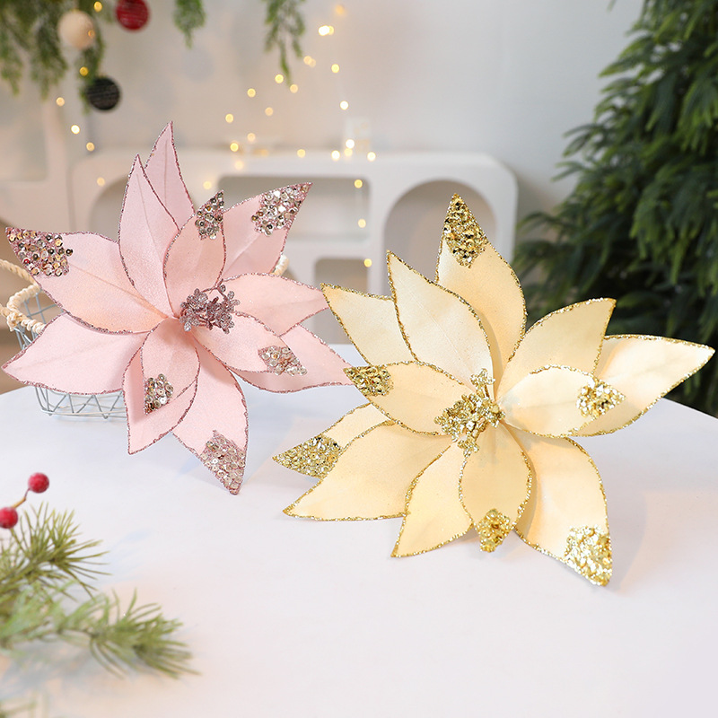 Flores de Navidad de sequillas flores de imitación tela de tela de tela decoración floral decoración de lana decoración de Navidad al por mayor