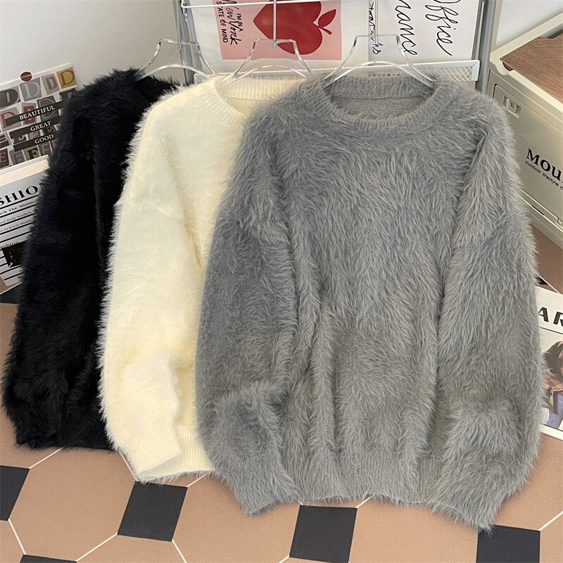 Autumn and Winter Mink Wool Sweater Men's Solid Color Round Neck Pullover Youth Japanese Style Hong Kong Style Korean Style Thickeneded Knitwear Dropshipping Autumn and Winter Mink Wool Sweater Men's Solid Color Round Neck Pullover Youth Japanese Style Hong Kong Style Korean Style Thickeneded Knitwear Dropshipping