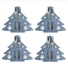 クリスマスツリーナイフフォークセットクリスマスツリー雪花食器セットナイフフォーク袋グレークロスボーダーフェルト食卓装飾食器袋