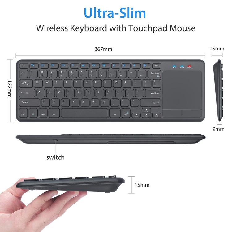 Hot-Selling New Silent 2.4g Touchpad Smart Keyboard for Laptop and Tv Wireless Keyboard with Touchpad