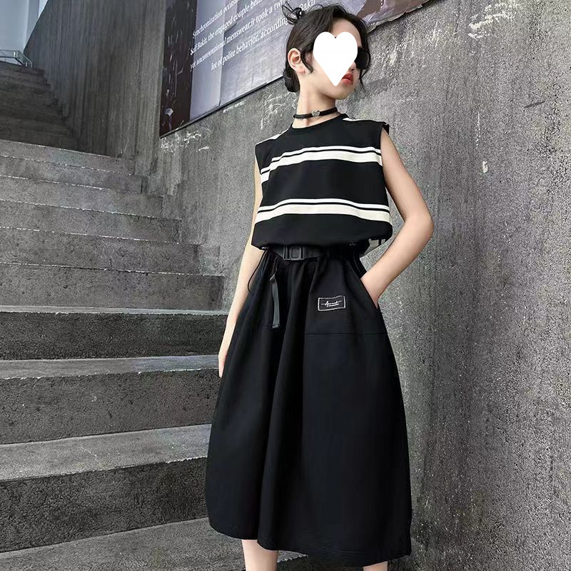 女童夏装套装2025新款洋气女大童儿童夏季休闲条纹