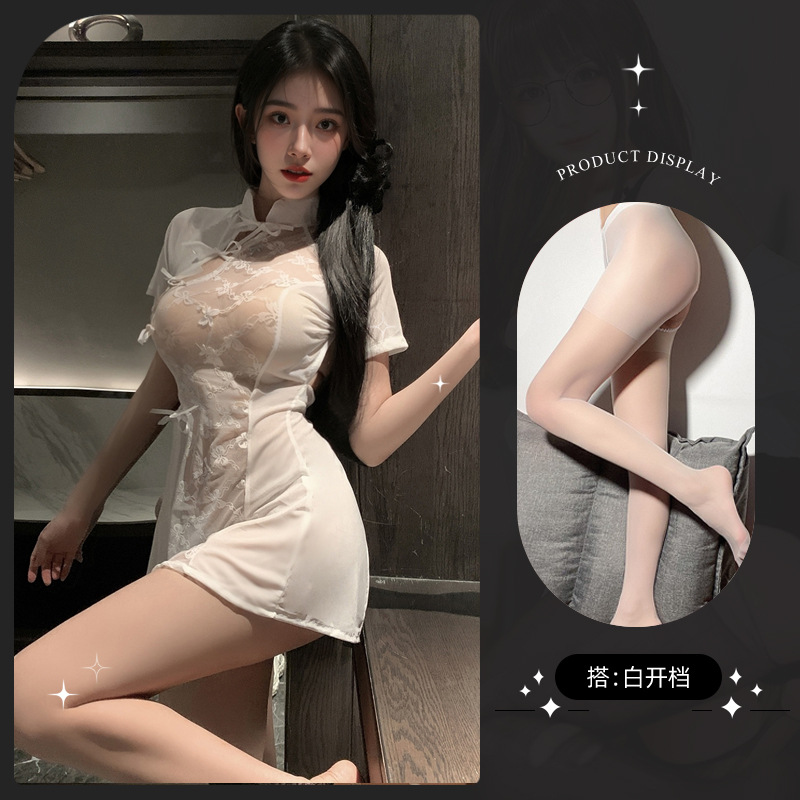 투명 치파오 + 오픈 양말