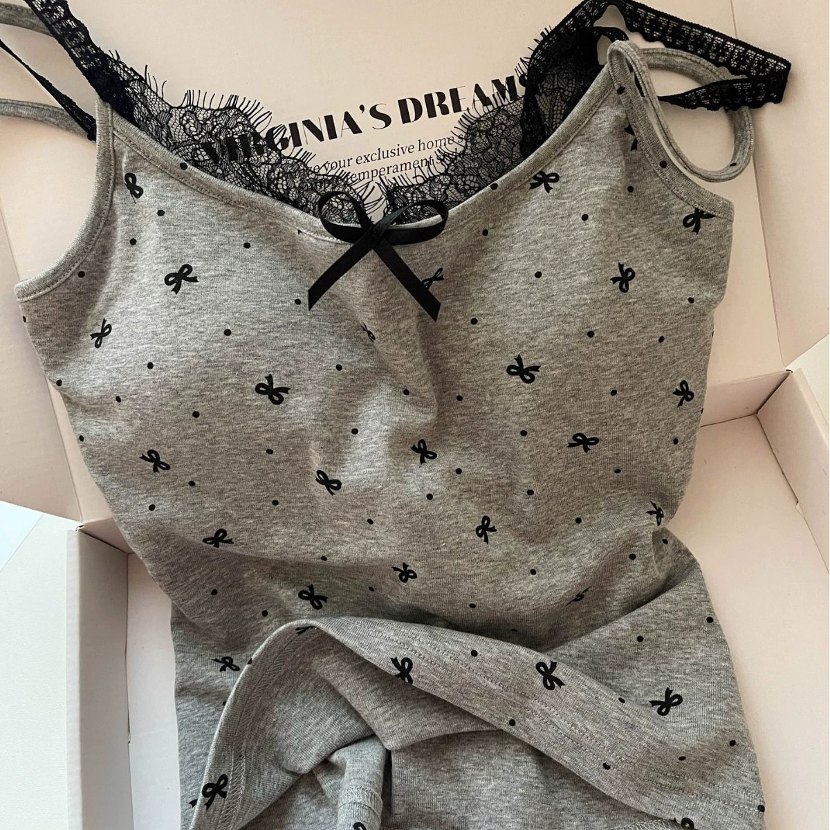 Top with cups, summer cute pijama, sexy set with bow, lifting effect