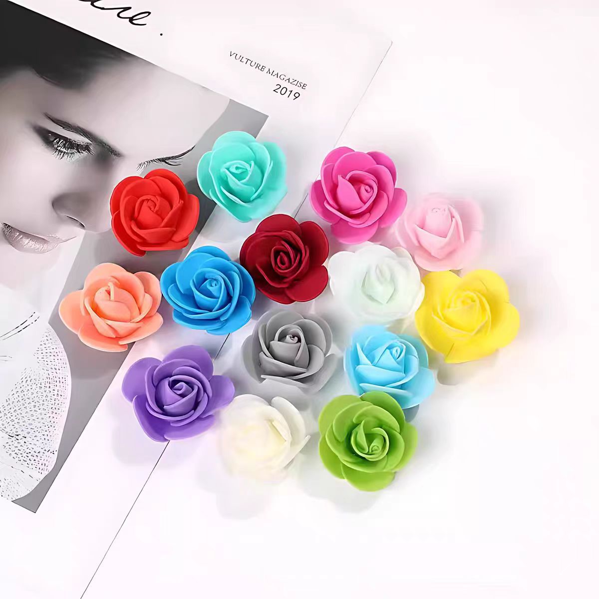 3.5cm Simulated Foam Rose Head Pe Rose Wedding Handmade Material Decorative Flower Fake Flower Head Wholesale