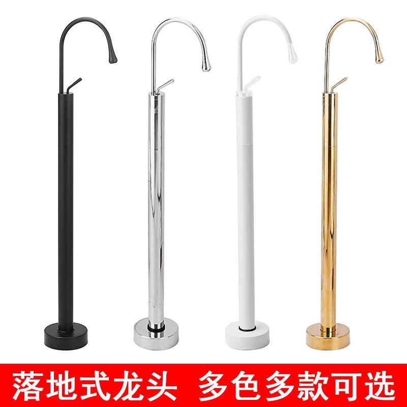All-copper bathtub faucet, floor-standing tubside shower, hot and cold water bathtub, freestanding pedestal basin, water-drop independent stand-alone faucet