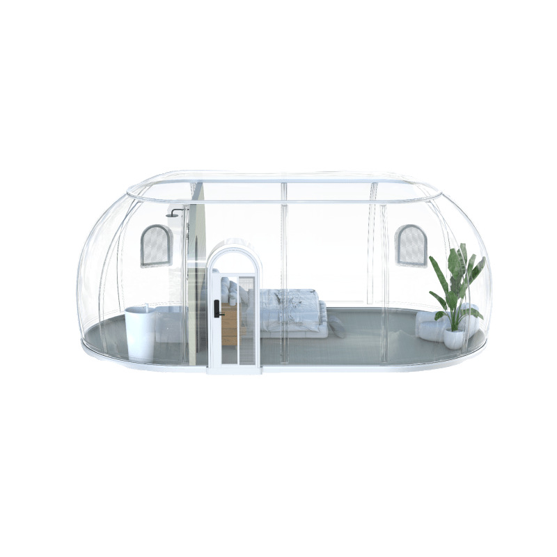 Casa de residencia Crystal House Transparent Scenic Place Mongolian Bag Guangzhou Transparent Space Capsule Fabricante de Casa Integrada