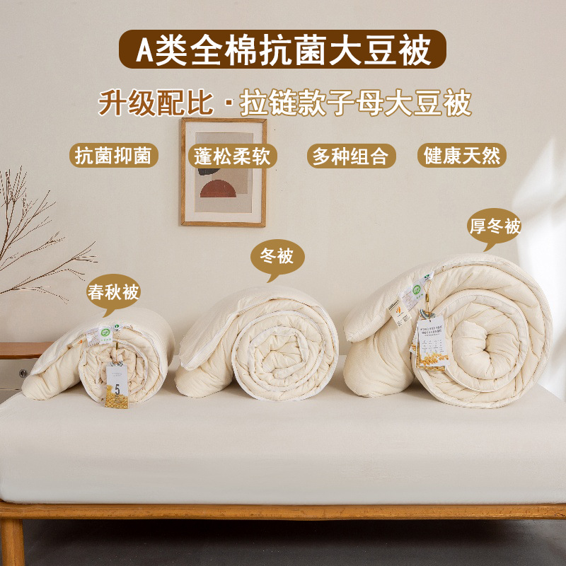 New Autumn and Winter A-Grade Maternal and Infant-Grade 51% Soybean Antibacterial Zippered Quilt, Pure Cotton Raw Cotton Spring and Autumn Quilt Core