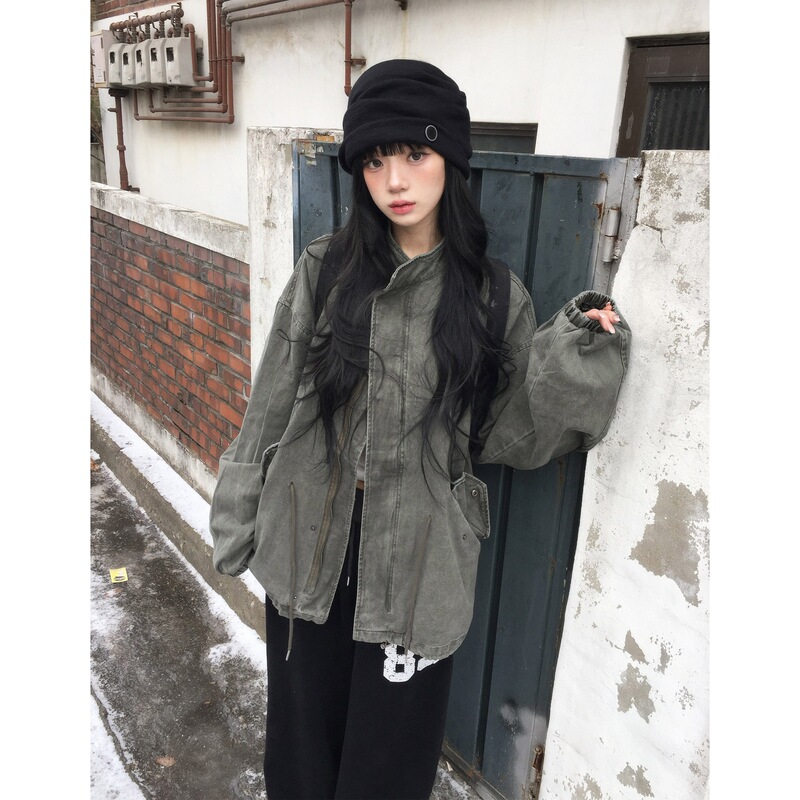 Sold out. Korean style oversized cool loose relaxed stand-up collar casual trench coat for women 17001 Sold out. Korean style oversized cool loose relaxed stand-up collar casual trench coat for women 17001
