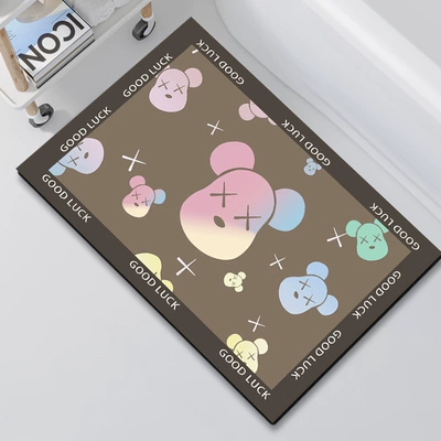 Avtomobil döşəmə paspasları – Dropshipping Bathroom Diatom Mud Mat - bathroom-mat-multicolored-bear-head-gray-4060cm