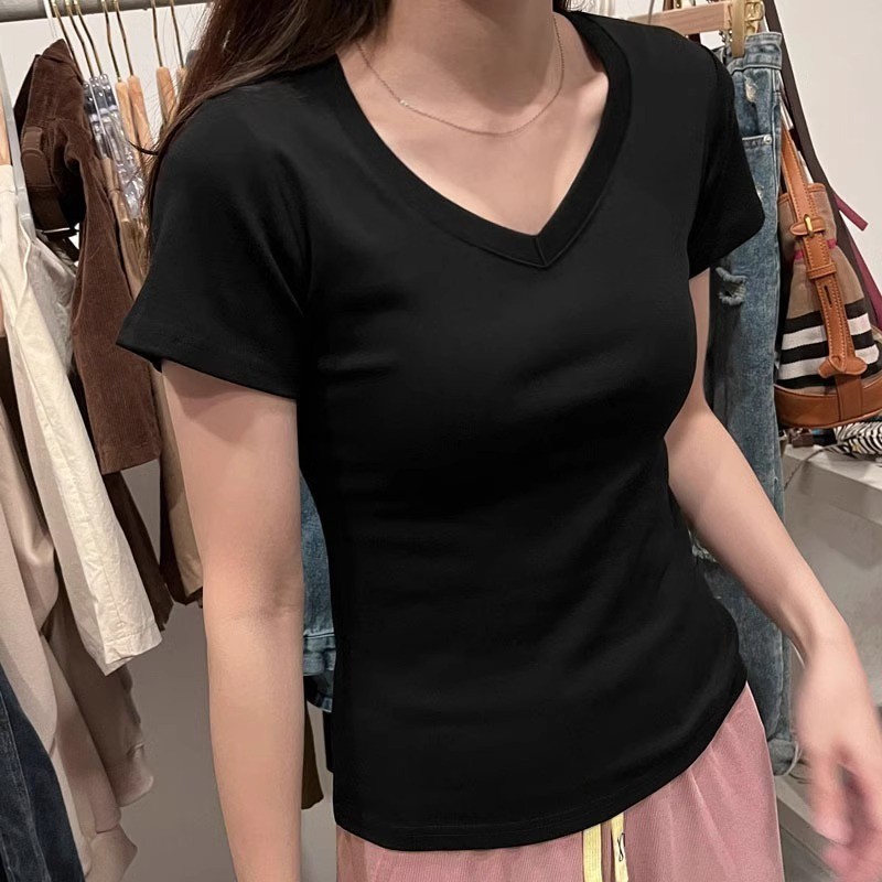 棉质圆领纯色打底衫女春秋冬新款叠穿内搭修身长袖t恤上衣女 |undefined