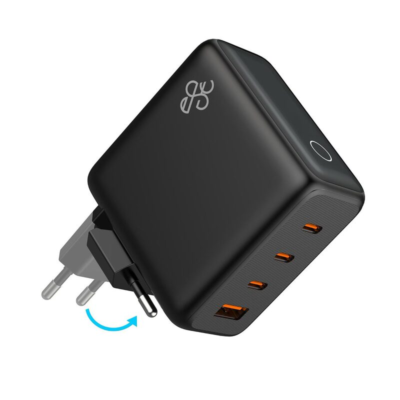 140W GaN charger multi-port wall charger with digital display, foldable, European standard plug 140W GaN charger multi-port wall charger with digital display, foldable, European standard plug