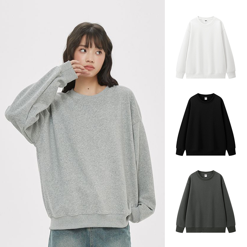 Craftsman's Cross-Border Basic Solid Color Crew Neck Sweatshirt for Women 2025 Early Autumn New Thin Loose Southeast Asian Top