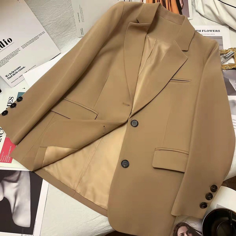 Khaki demi-season spring classic suit jacket for students