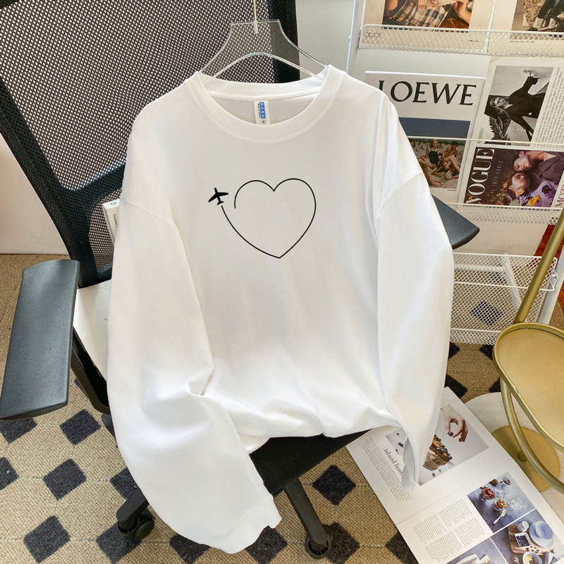 ヨーロッパ長袖 Tシャツレディースコットントップ夏の新しいカジュアルシンプルなデザインプリントトレンディな多用途ミドル丈|undefined