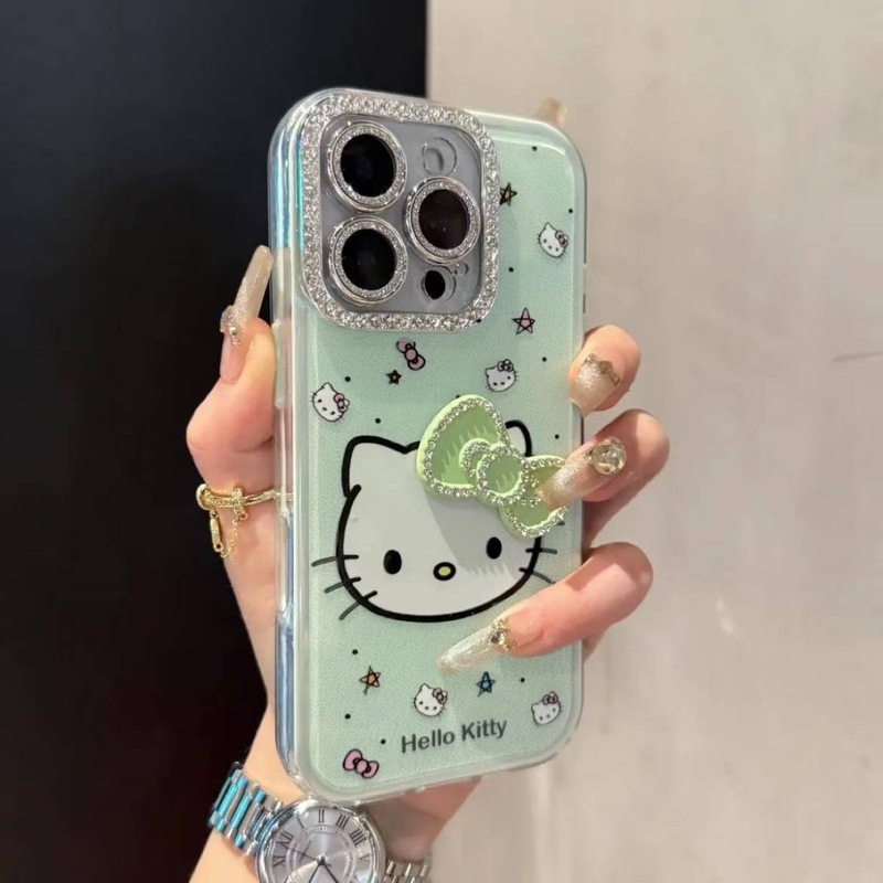 卡通闪钻蝴蝶结KT猫iPhone14/13适用11苹果16/15PROMAX手机壳12套|undefined