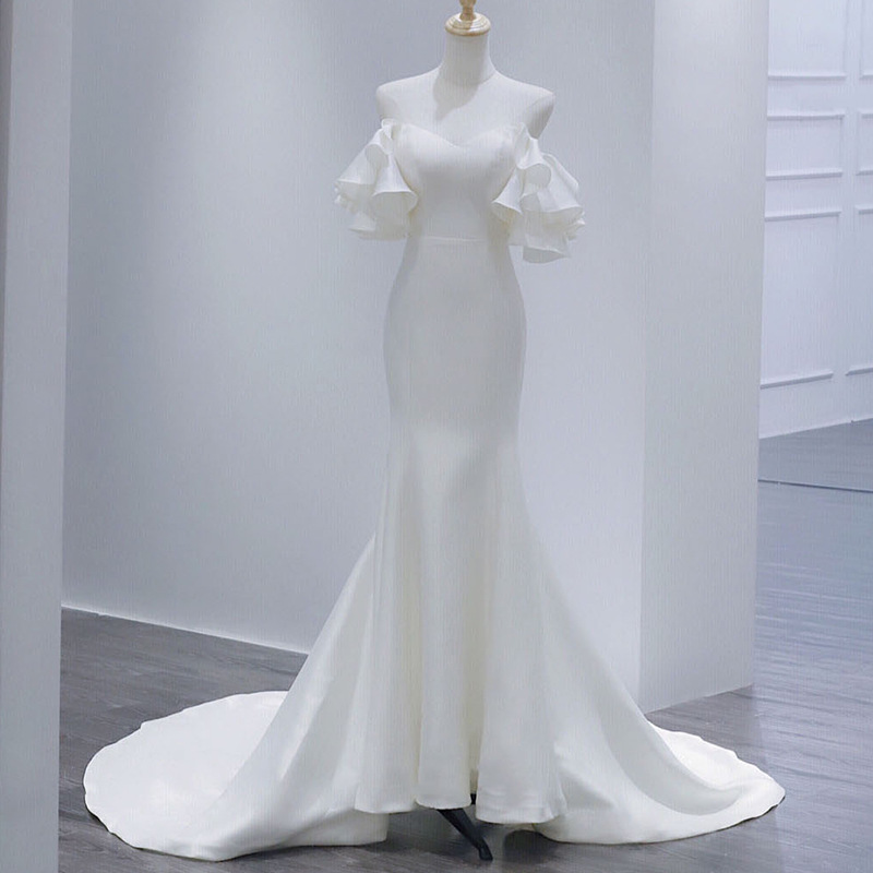 Vestido de novia de satén estilo sirena, nuevo estilo 2026, elegante vestido de recepción y salida para la novia, vestido adelgazante de ensueño súper mágico.
