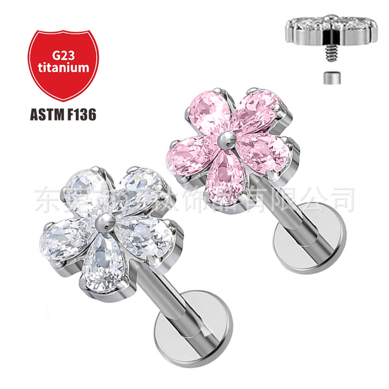 Pointed titanium steel lip stud product view